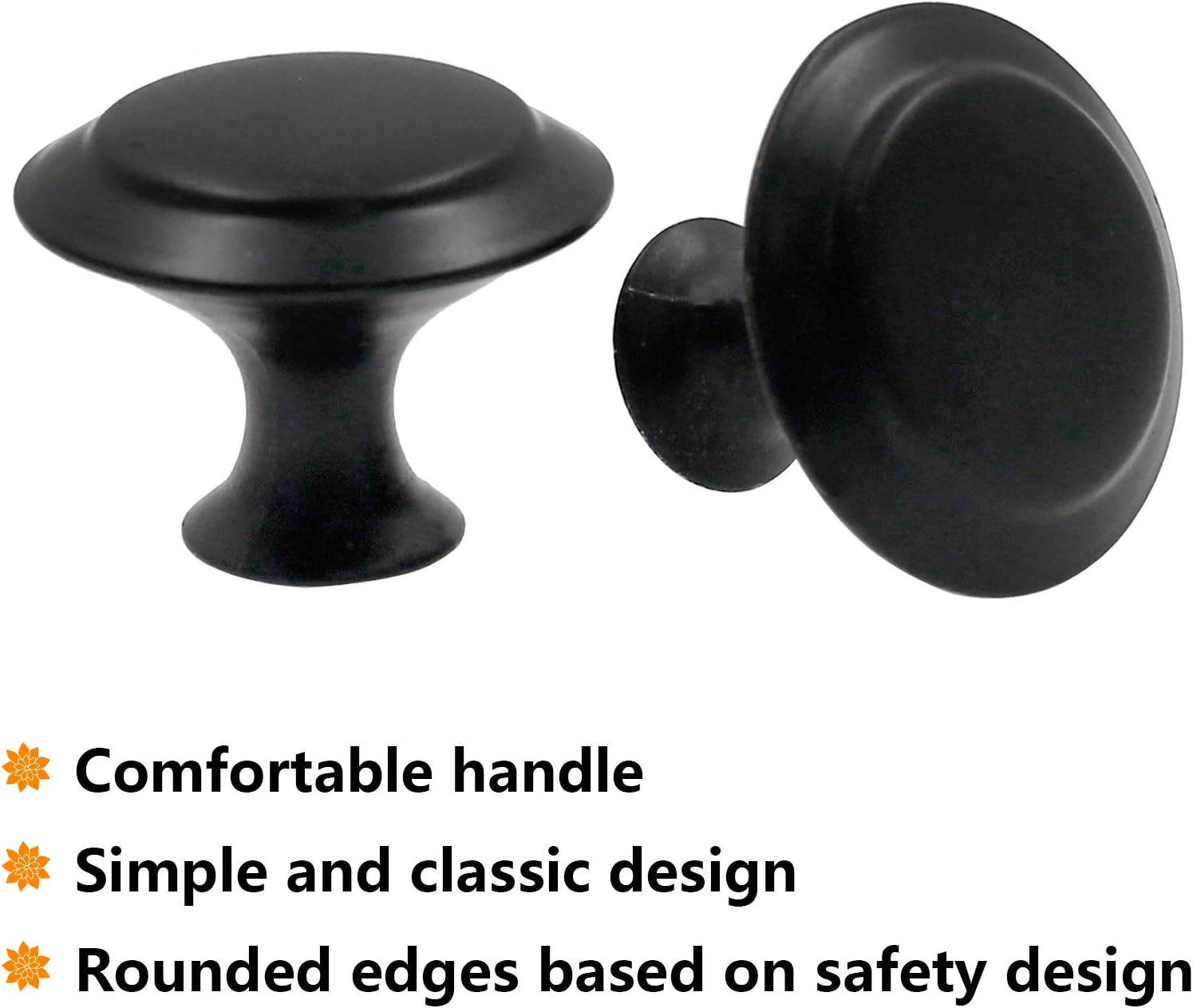Biaungdo 15 Pack 1Inch Flat Black Kitchen Cabinet Knobs Drawer Dresser Handles Knobs, Round Drawer Handles