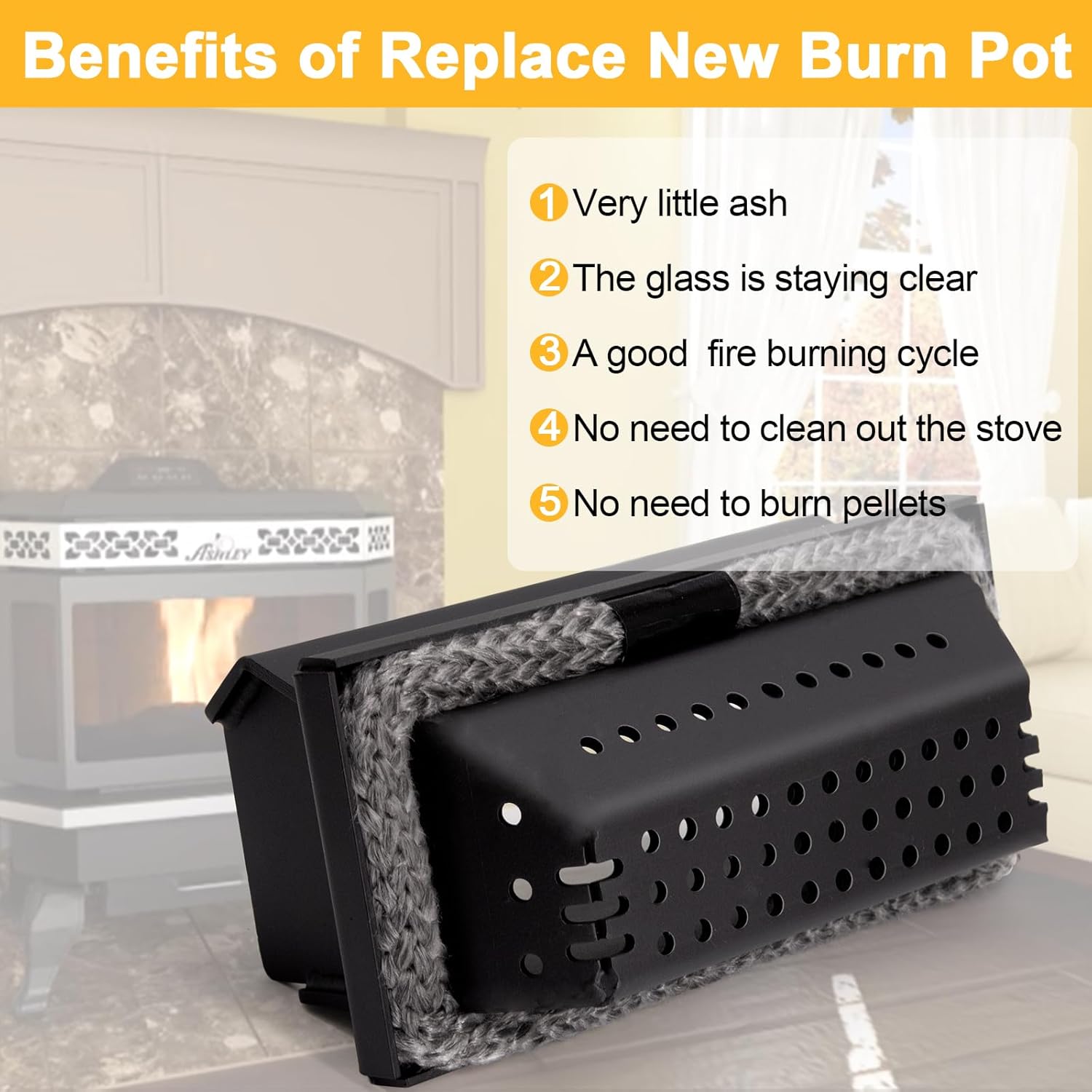 Adviace Burn Pot 891994 for US Stove Bay Front 5660 5660E 5560, Ashley 5660 AP5660L AP5660 Pellet Stoves, Pellet Stove Parts for US Stove 5660 & Ashley 5660 Burn Pot