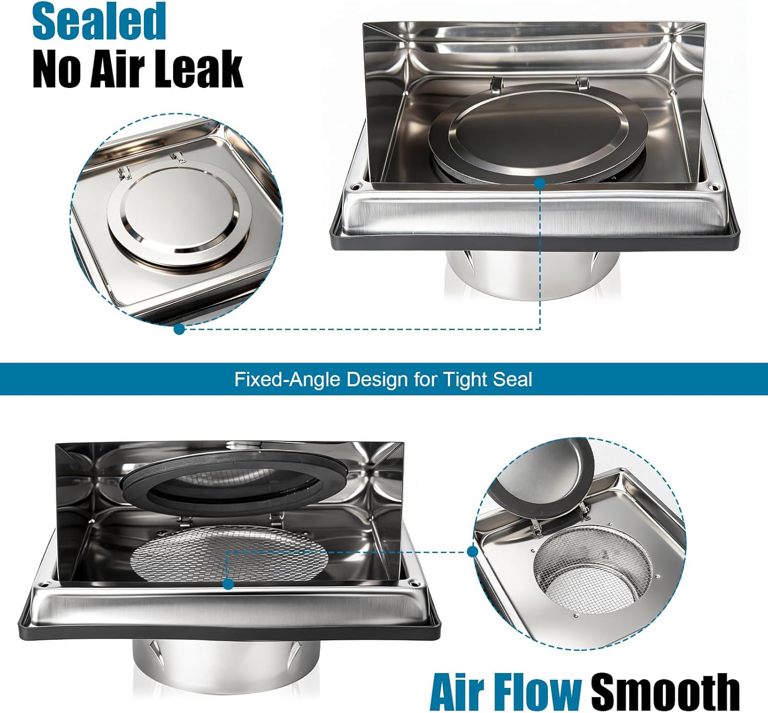 4 Inch Dryer Vent Cover Outside, Stainless Steel Exterior Vent Cover - Weatherproof Rustproof, High Temp Resistant for House Wall, Range Hood & AC, Opening Diameter: 3.8" (Silvery)