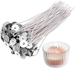 100Pcs Candle Wicks with Base, 8 Inch ECO Cotton Wick for Soy Candles, Thick Wooden Candle Wicks for Candles Making DIY Crafts