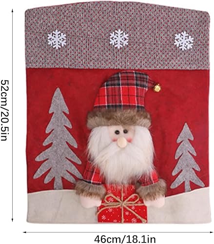 Miniatura 7 de Juego de 6 fundas para respaldo de silla de Navidad, diseño 3D de Papá Noel, muñeco de nieve, reno, Navidad, fundas para sillas de comedor de