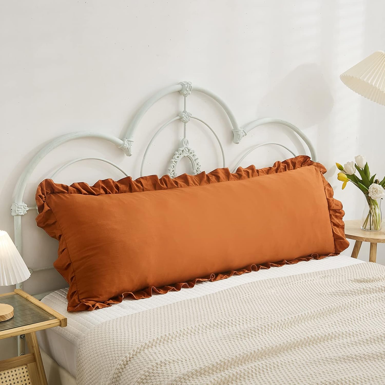 Merryword Burnt Orange Body Pillow Cover 20x54inches Long Pillowcase