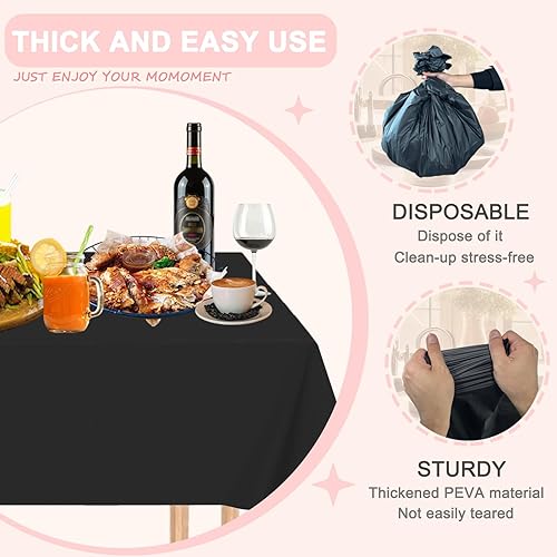 Miniatura 4 de D&Z Paquete de 12 manteles redondos de plástico de 84 pulgadas, desechables, para interiores y exteriores, fiestas, cumpleaños, bodas, día de San