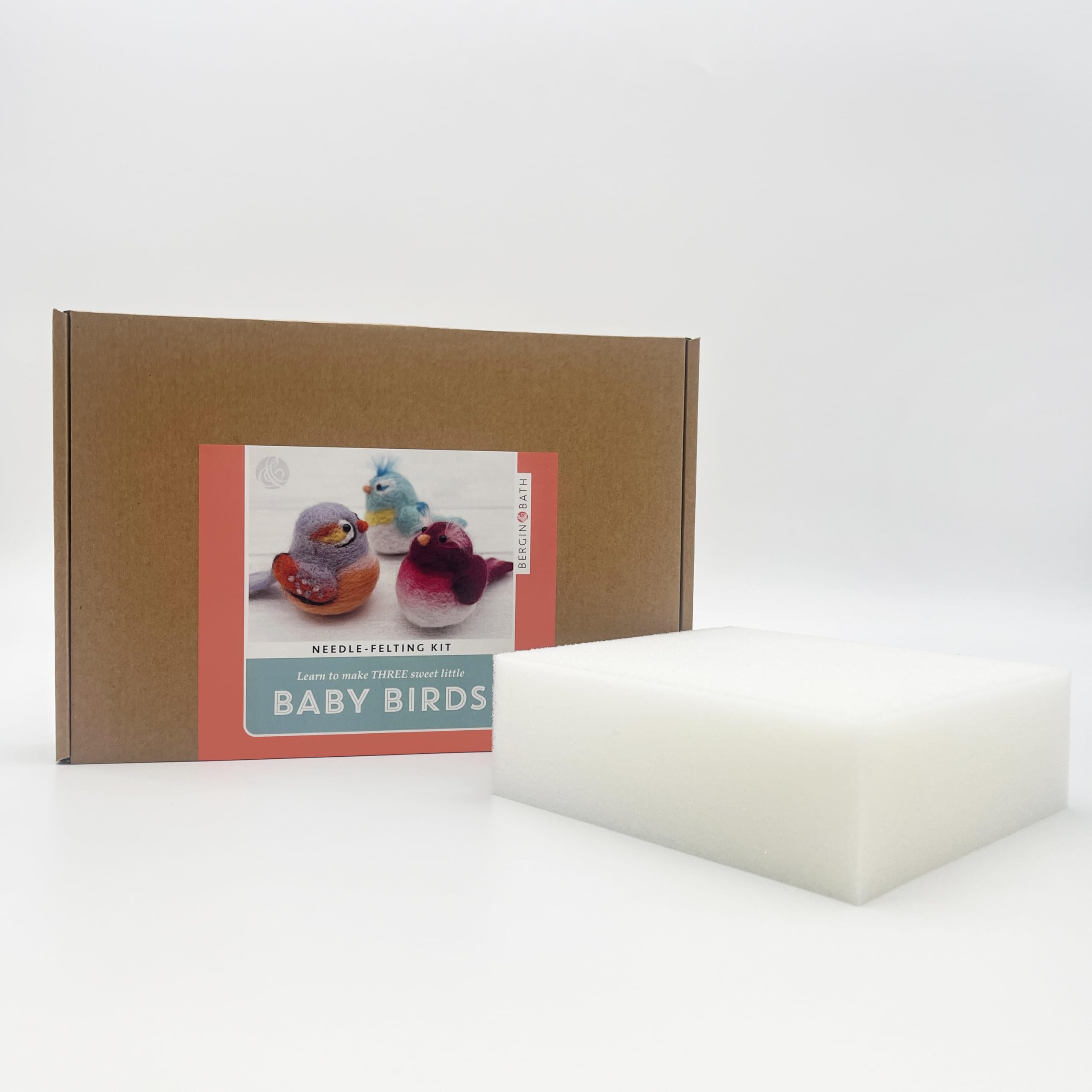 Bergin & Bath Needle Felting Kit Baby Birds - Adult Art Craft Kit for Making Three Little Wool Bird Decorations, Planet Friendly kit (Felting Mat)