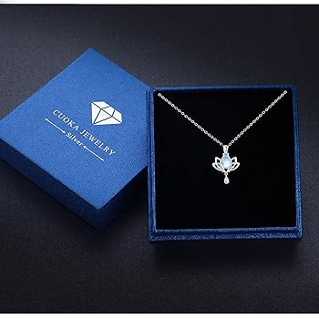 Lotus Necklace 925 Sterling Silver Moonstone Lotus Flower
