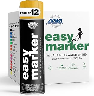 Fox Valley Easy Marker Inverted Marking Spray Paint, Yellow APWA - 18 oz (Pack of 12), Upside Down Marking Paint for Grass & Tree Marking, Parking Lot, Quick Drying & Durable