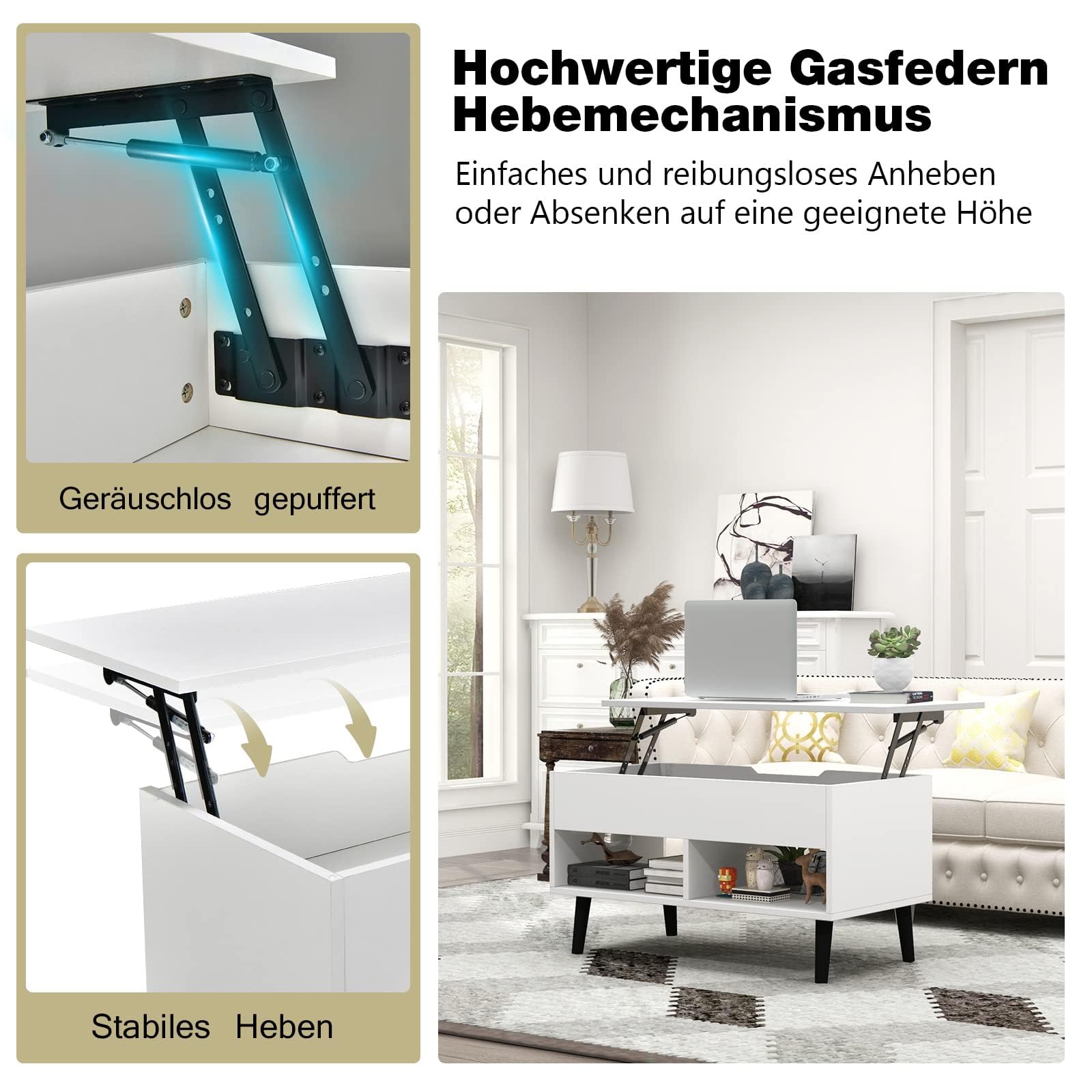 Höhenverstellbarer Couchtisch Mit Anhebbarer Tisch Produktbild-Vorschau 4