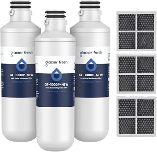 GLACIER FRESH LT1000PC LG Water Filter Replacement + LT120F Air Filters (3 Water + 3 Air Pack) NSF42 Certified