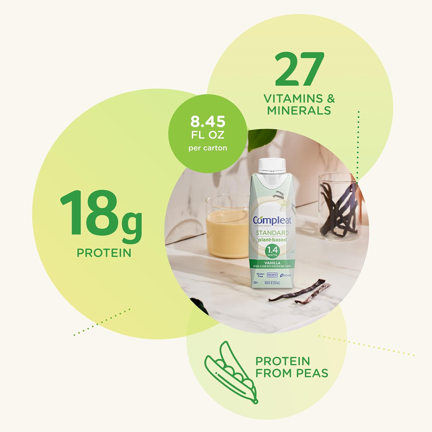 Nestle Compleat Standard 1.4 Cal Oral Supplement Vanilla 8.45 oz Carton, 12 Count
