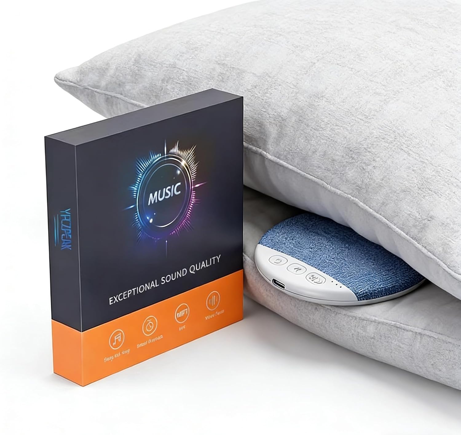 Bluetooth Pillow Speaker for Sleeping, Under Pillow Speaker with Sleep Timer & White Noise, Thin Speaker for Bed, Hi-Fi Sound, 48H Battery, Type-C, Private Listening for Adults & Kids (Pro) - Image 9