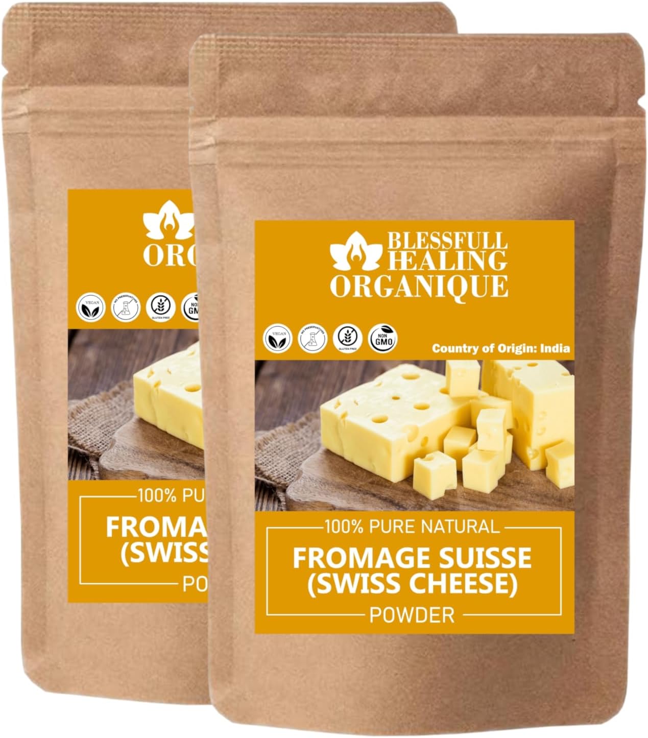 Blessfull Healing Organic Swiss Cheese Powder 100% Pure Natural 100 Gram (3.52 oz) Each (Pack of 2) = 200 Grams, Vegan