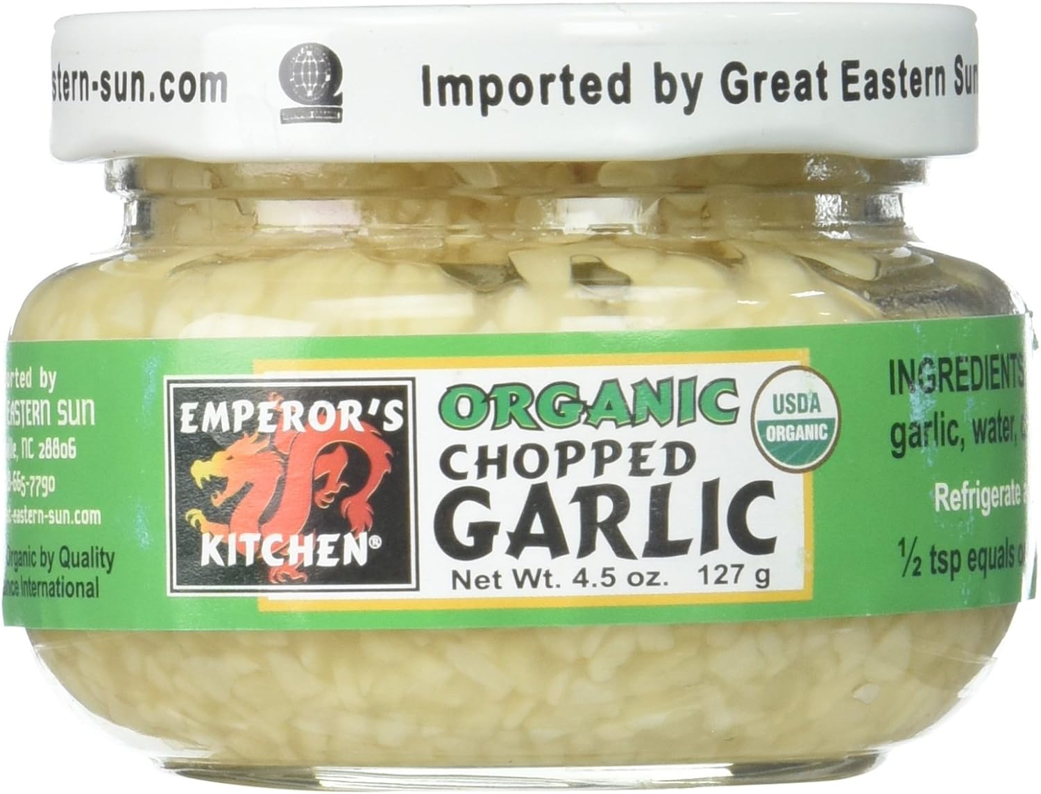 Emperors Kitchen Organic Chopped Garlic 4.5 Ounce (Pack of 12)