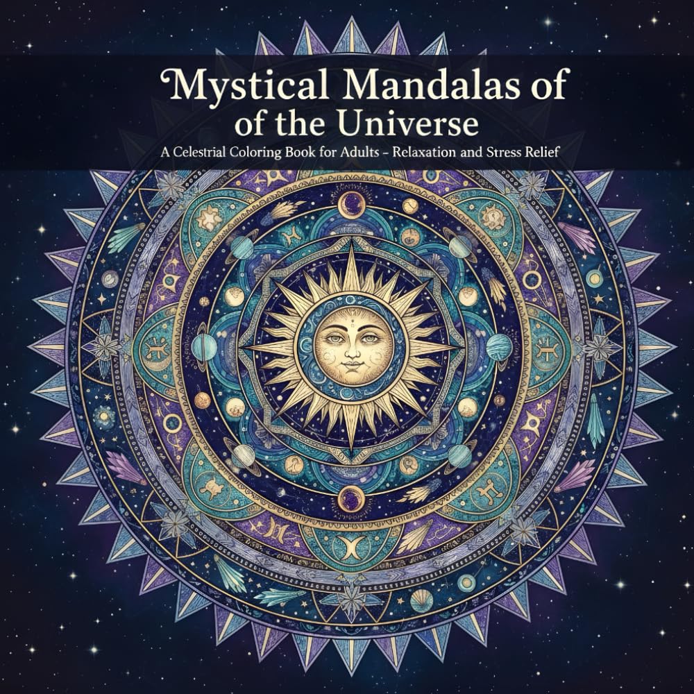 Mystical Mandalas of the Universe: 30 Celestial Mandala Designs of Suns, Moons, Stars, and Galaxies for Adults – Relaxation and Stress Relief (The Intricate Mandala Coloring Series)