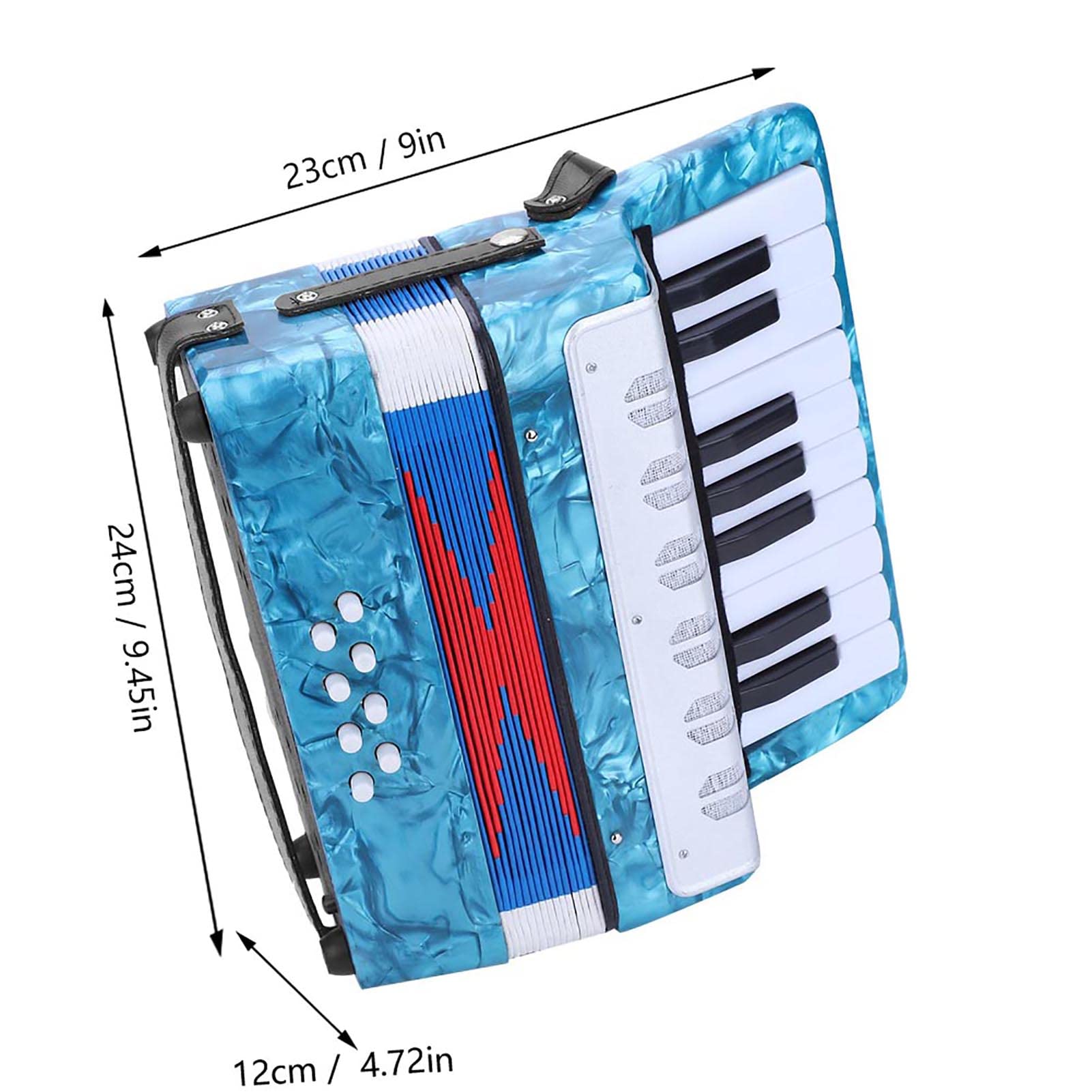 Fisarmonica, 17 Chiave Fisarmonica per Pianoforte, 8 Bassi Fisarmonica, Dono di Mini Accordo di Strumento Musicale per Studenti Principianti (Azzurro)