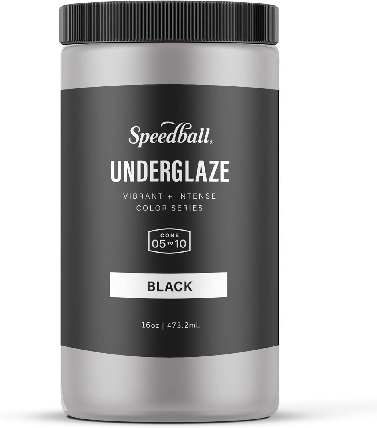 Speedball Underglaze, Black, 16 oz, Made in USA, Lead-Free Color Glaze for Pottery and Ceramics, Wide Firing Range Cone 05-10, Food Safe