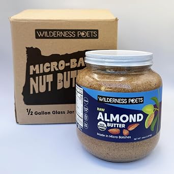 Wilderness Poets, Almond Butter - Organic Raw Nut Butter 4 Pound - Vegan, Gluten Free, Non GMO, No Salt, No Sugar