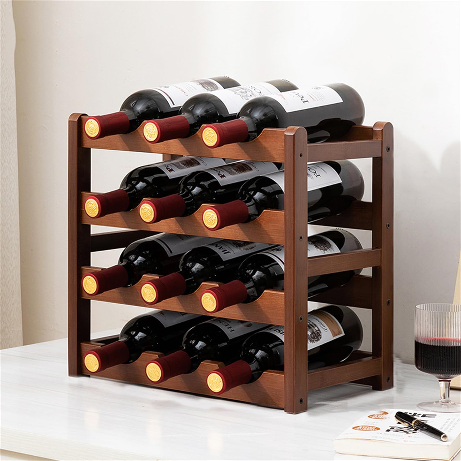 Casier à vin en bambou contre le désordre : range-bouteilles compact de comptoir