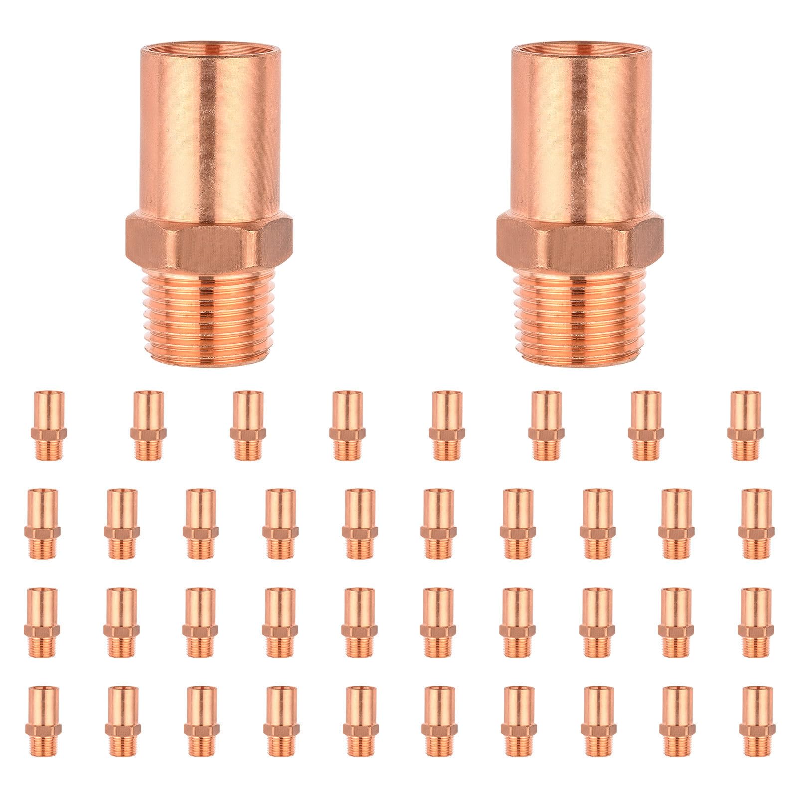Paquete de 40 Unidades de Tornillos Macho de Cobre para fontanería, 1" FTG x 3/4" MPT.
