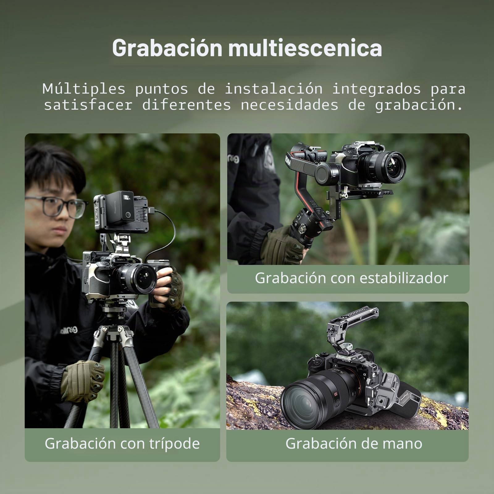 SMALLRIG Jaula de Liberación Rápida Hawklock de para Sony Alpha 1 II/Alpha 9 III, Varios Puntos de Instalación, Placa de Liberación Rápida Incorporada para Arca y Rieles HawkLock H21 NATO - 5187
