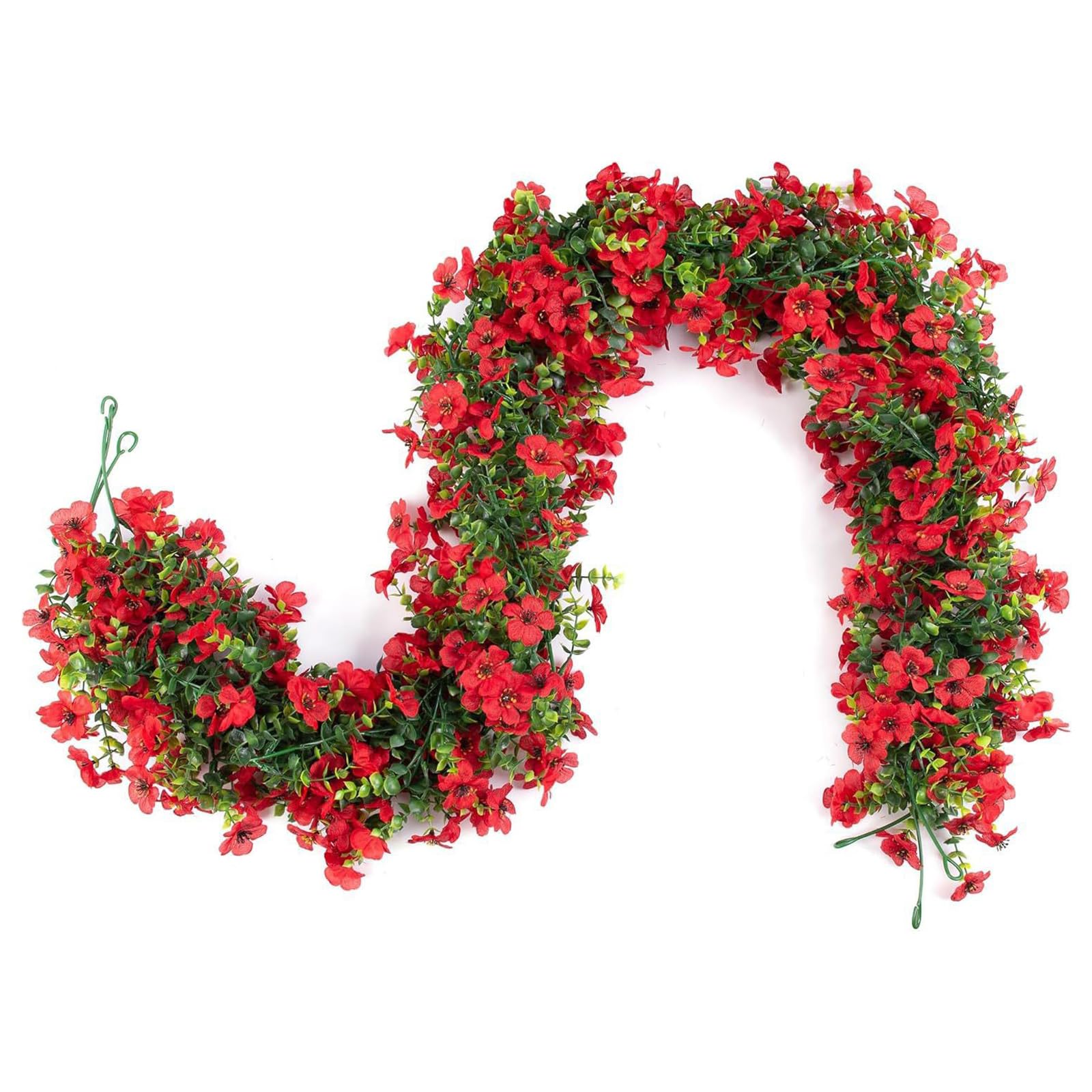PANGBOER Simulation Leaves Flower Plant 1.8Meter Artificial Plant Hanging Decoration for Easter Christmas Wedding Realistic Faux Flower Wall Deck