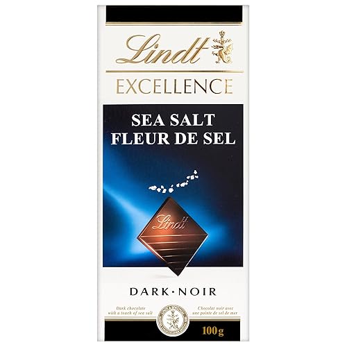 Lindt EXCELLENCE Sea Salt Dark Chocolate Bar, 100 Grams - SEA SALT DARK CHOCOLATE - 100g