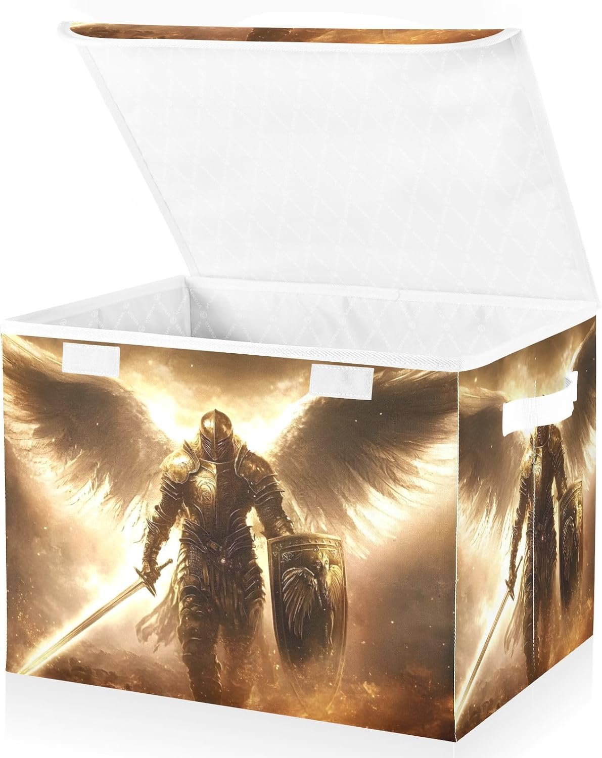 Sword Archangel Wing Foldable Storage Bins with Lids & Handles Foldable Storage Boxes with Flip-Top Lid for Home Office 16.5” x 12.6” x 11.8”