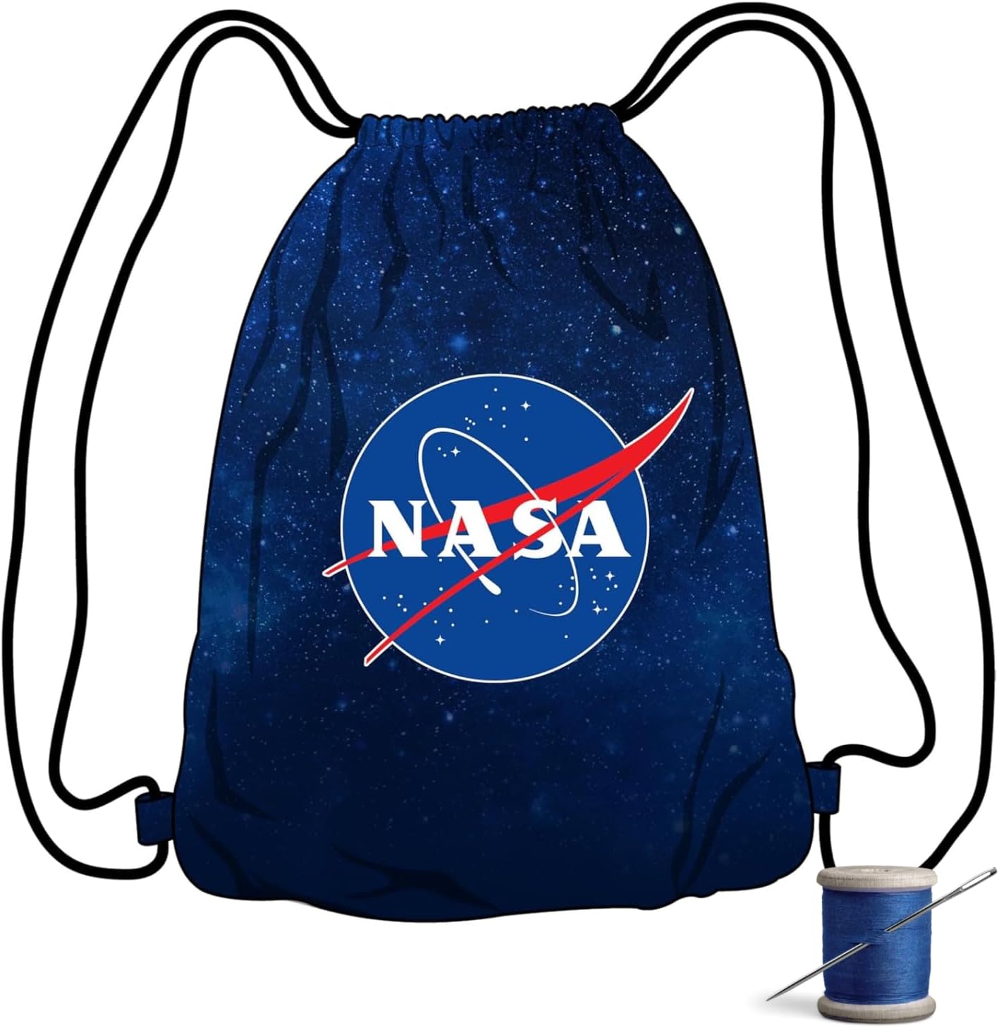 NASA Crew Patch DIY Drawstring Bag Sewing Kit – Space-Themed Fabric Craft Project for Teens & Adults – Includes 24" x 43"Dark Blue Canvas Panel & 12ft Nylon Paracord – Create 17" x 13" Handmade Bag
