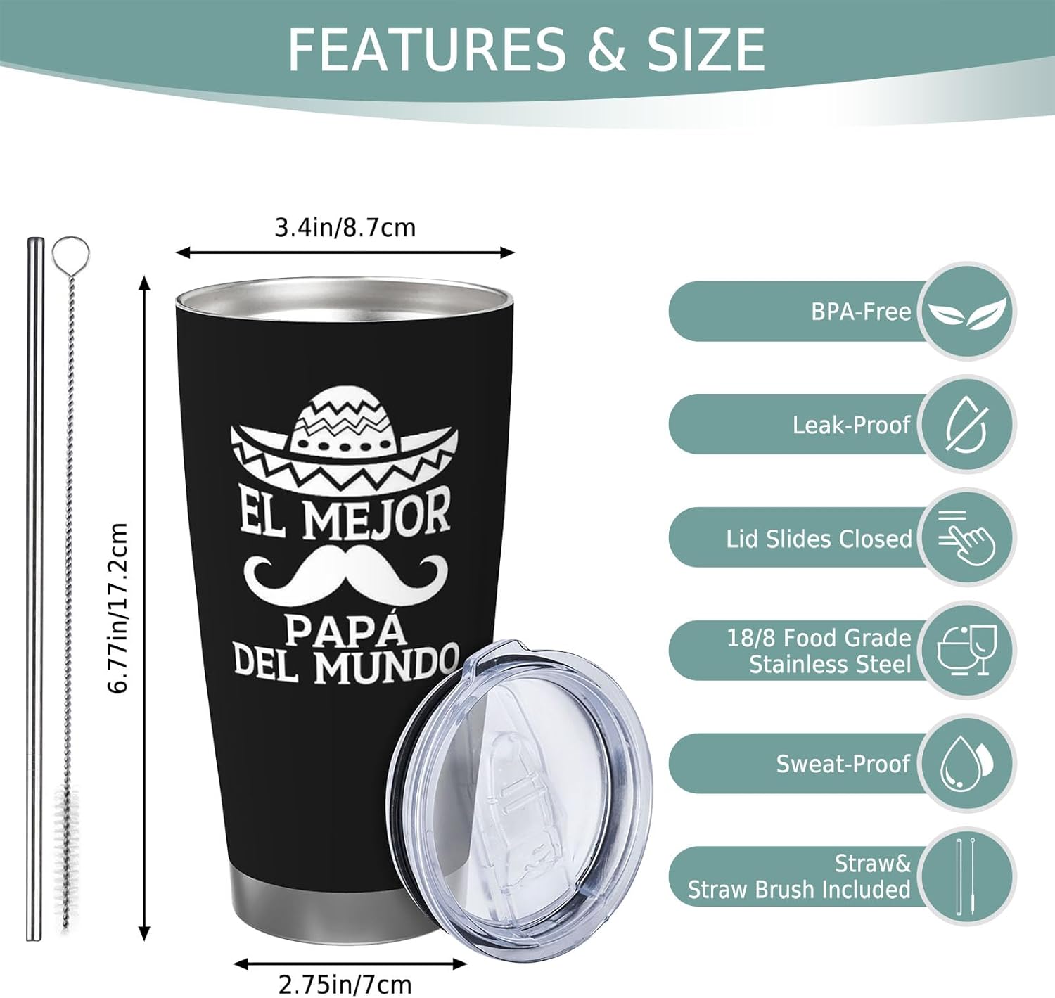 Papá Tumblers for Men, Papa Gifts In Spanish Coffee Mugs, Papa Gift Tumbler 20oz Coffee Mug, Regalos Para Papá De Cumpleaños, Dad Birthday Gift Spanish - Image 5