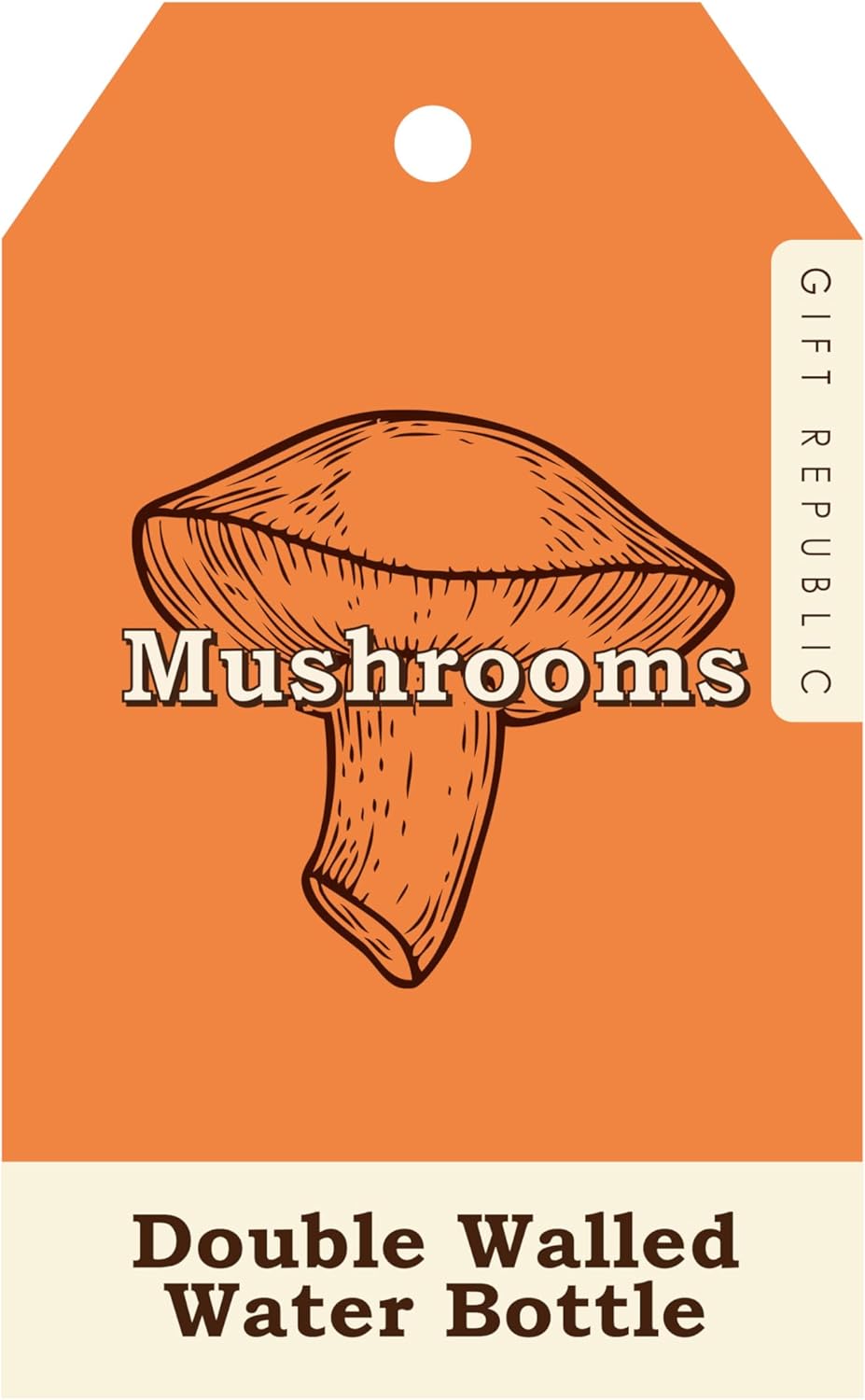 Gift Republic Mushroom Design Double Walled Flask – Stainless Steel Hot & Cold Water Bottle – 500ml Leakproof BPA-Free with Wood Inlay Lid – Eco-Friendly Bottle for Outdoor Adventures