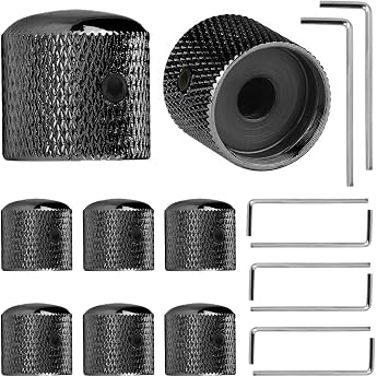 Guitar Knobs 6 mm Black Volume Sound Dome Knobs Metal Guitar Volume Control Knurled Potentiometer Button Instrument Button for Electric Guitar Bass - Pack of 8