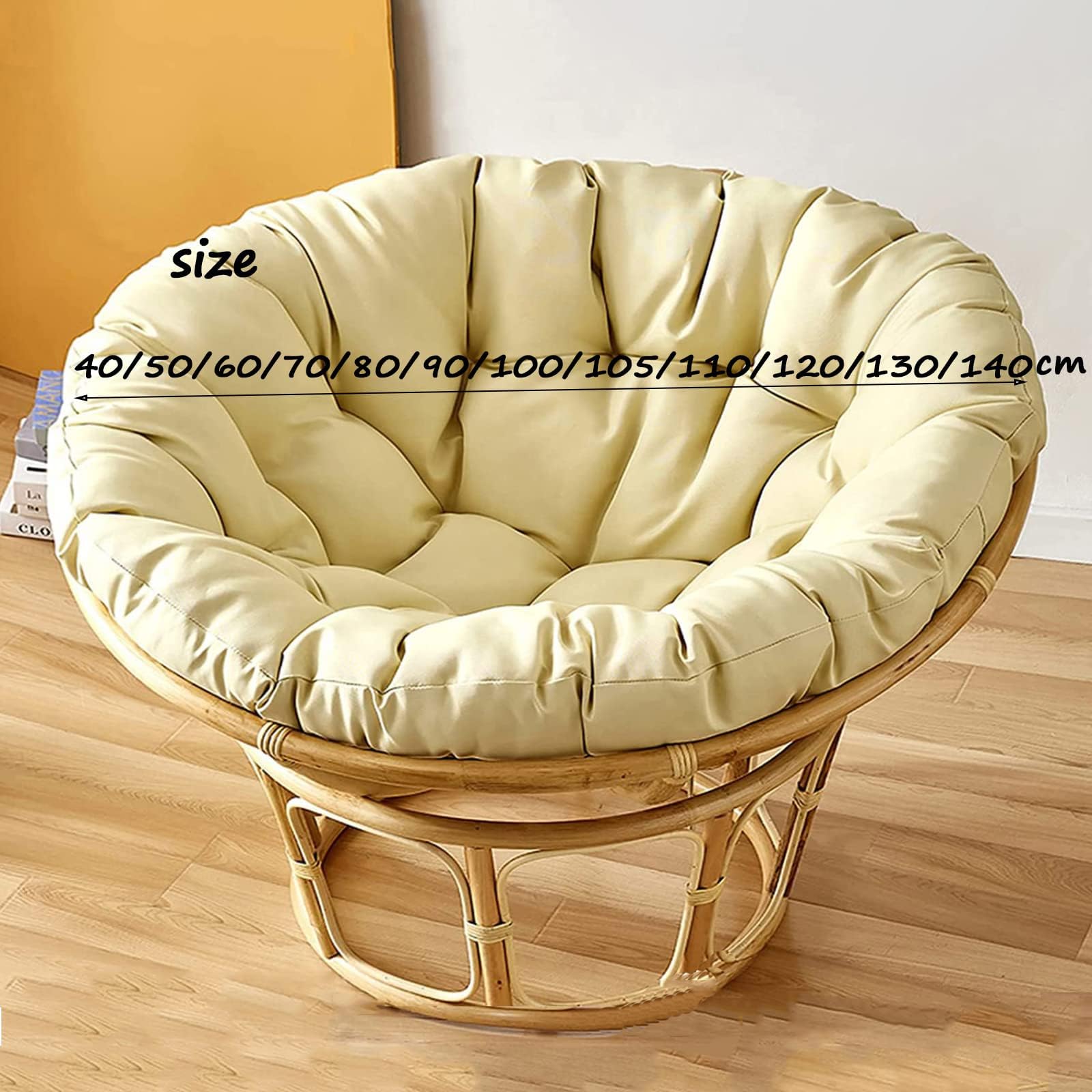 Cojín redondo para silla, 120 x 120 cm, de polirratán, suave, cómodo, para comedor, patio, jardín y uso doméstico, accesorios elegantes y duraderos para sillas
