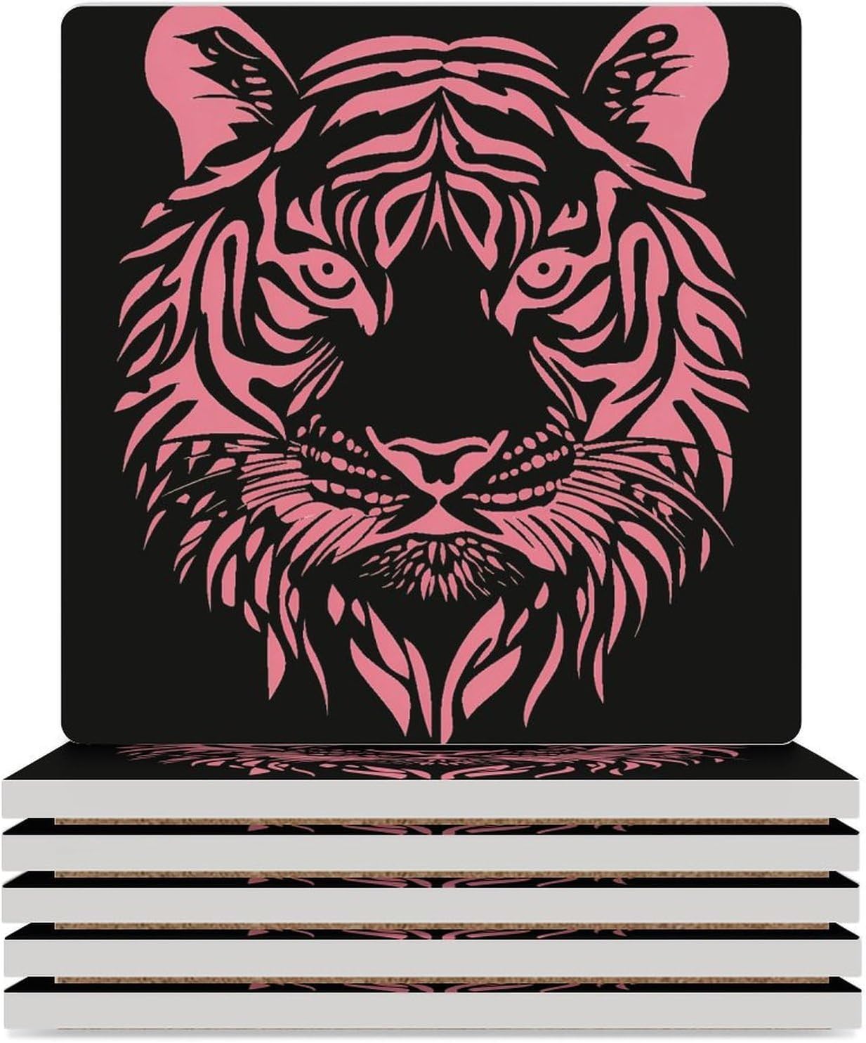 Tiger Face Ceramic Coasters Square Drinks Coaster Coffee Table Decor Table Coaster for Home Bar