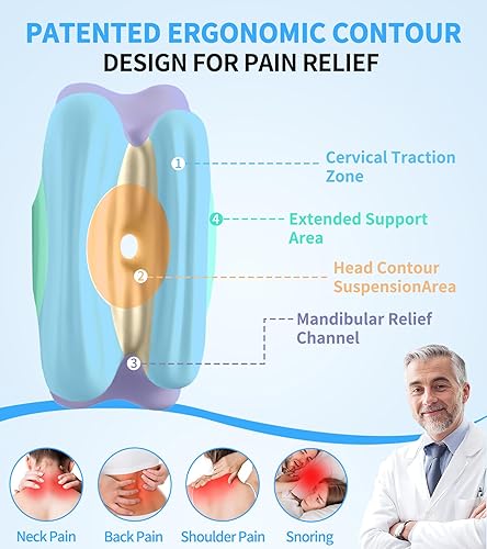 Miniatura 3 de Almohada cervical de contorno para aliviar el dolor, almohada ergonómica para personas que duermen de lado, 2 alturas en 1, fabricada con espuma