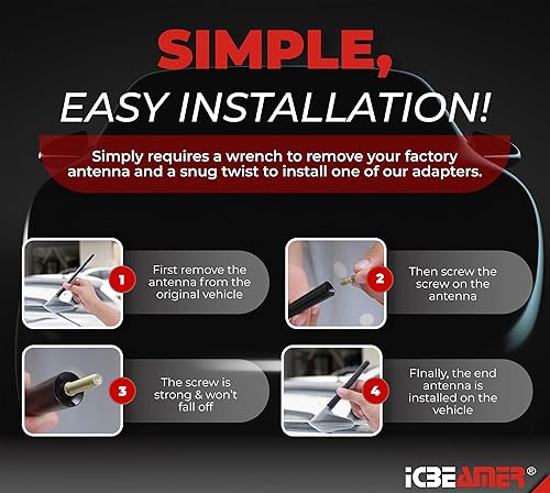 Miniatura 6 de ICBEAMER - Antena automotriz corta de aluminio plata con acabado pulido de fibra de carbono de 3 pulgadas (76 mm) con bobina de cobre interna de