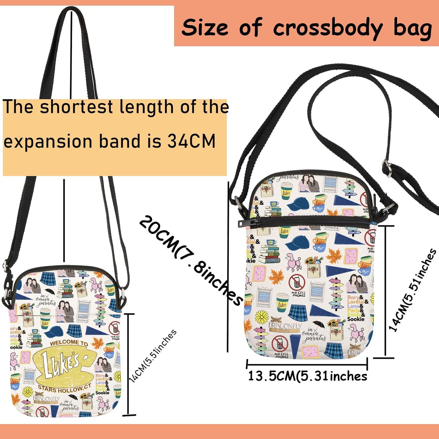 TSOTMO TV Show Merch Stars Hollow Messenger Bag for TV Fans Lukes Diner Gift Lorelai and Rory Gifts (HOLLOW Cross)