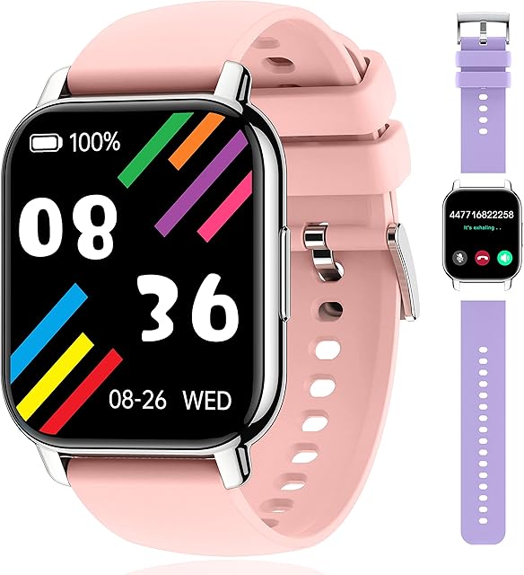 Popglory Smart Watch Answer/Make Calls, 1.85" Large Smartwatch & AI Voice , Fitness Watch for Women and Men, Blood Pressure/Oxygen/Heart Rate Monitor for iOS and Android