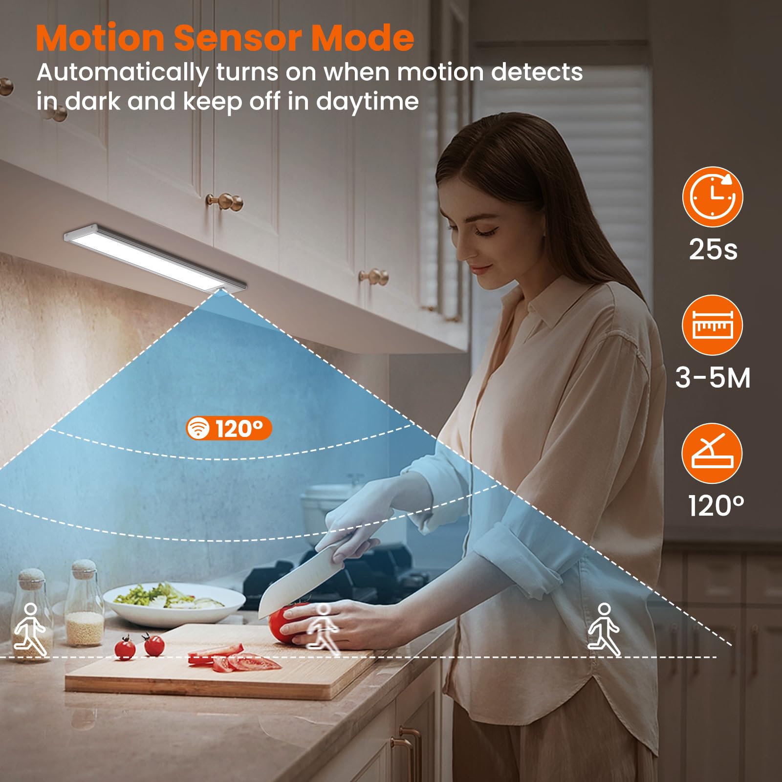 Qutava Luce Armadio Led con Sensore,Luce Led Armadio con Movimento 3 Modalità, 84Leds 200LM, led luce ricaricabile 1500mAh,Applicabile a Scale,Corridoio,Armadio,All'aperto -32cm(2 Pezzo)