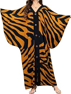 Caftans for Women Plus Size V-Neck Batwing Sleeve Kaftan Dress for Beach Swimwear Cover-Up Loungewear Mumu Dresses