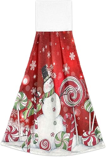 Miniatura 2 de Boccsty Toallas de cocina colgantes de muñeco de nieve de Navidad, 2 piezas de baño de mano de invierno, toallas de cocina para baño, casa de campo