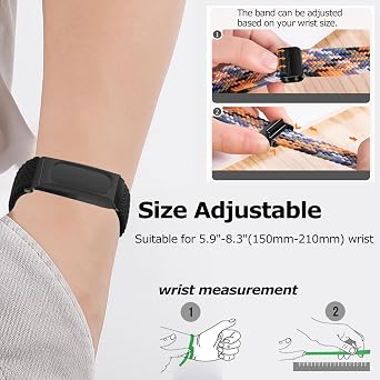 Google Fitbit Air対応編組腕時計バンド、磁気バックルストラップ、通気性の高いソフトナイロン弾性スポーツリストバンド