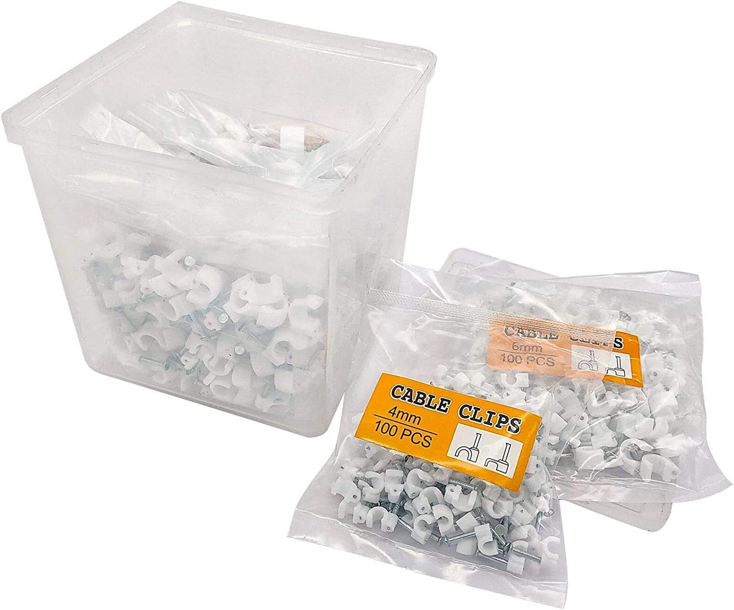 Cable Wire Clips 500pcs 4mm 6mm 7mm 8mm 10mm Cable Staples White Cable Nail Clamps for Electrical Ethernet TV Telephone Wire Cord Tie Holder Cable Management - - 