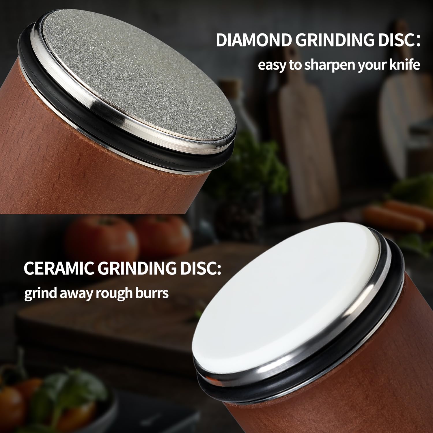 Rolling Knife Sharpener, Rolling Knife Sharpening Kit, Kitchen Knives Sharpener with Diamond and Ceramic for Steel of Chef Blade, Knives Sharpening Tool with 15 & 20 Degree Magnetic Angle, Walnut