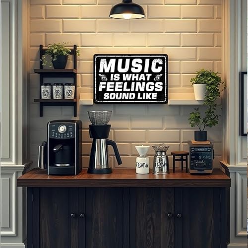 Miniatura 6 de Letreros de metal para decoración de pared con música, estilo retro, retro, musical, arte de pared para cafetería, póster de sala de música, letrero
