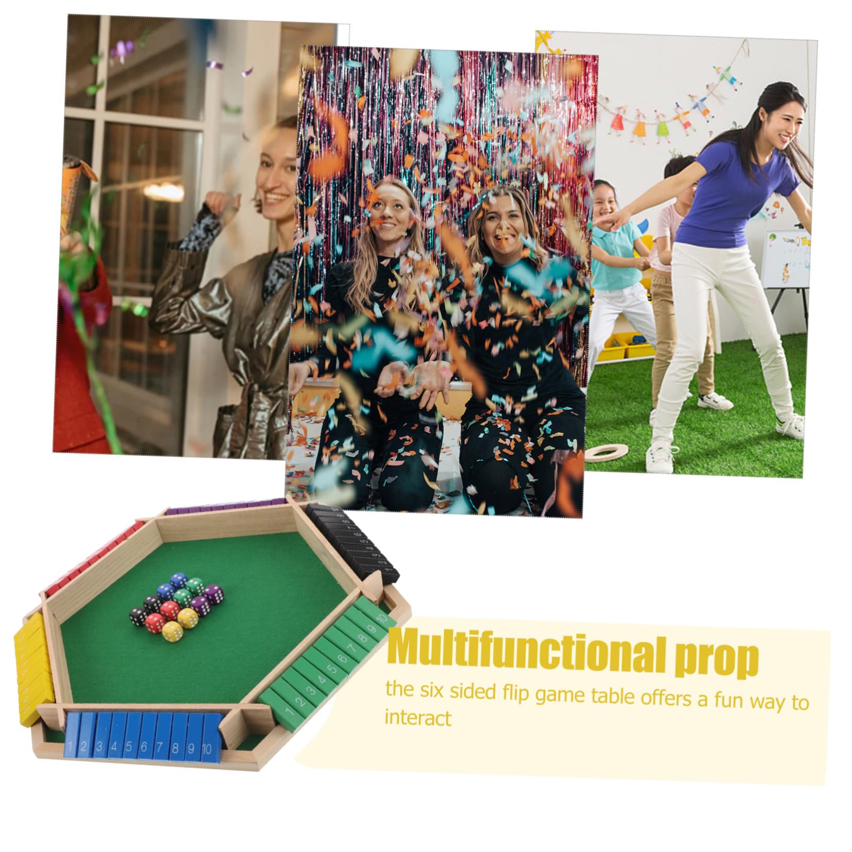 Kisangel Sechsseitiger Klappspieltisch mit Vielseitigen Trinkspielen für Ktv und Riegel für Party Brettspiele und Gesellige Abende