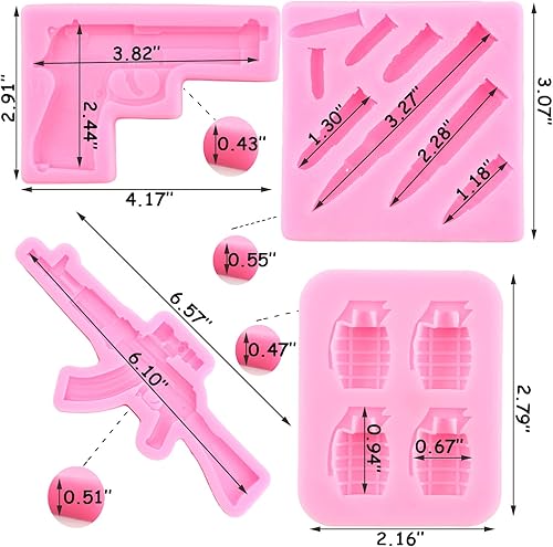 Miniatura 3 de ZiXiang Moldes de silicona para pistola, ametralladora, molde de fondant, moldes de silicona para decoración de pasteles, decoración de cupcakes,