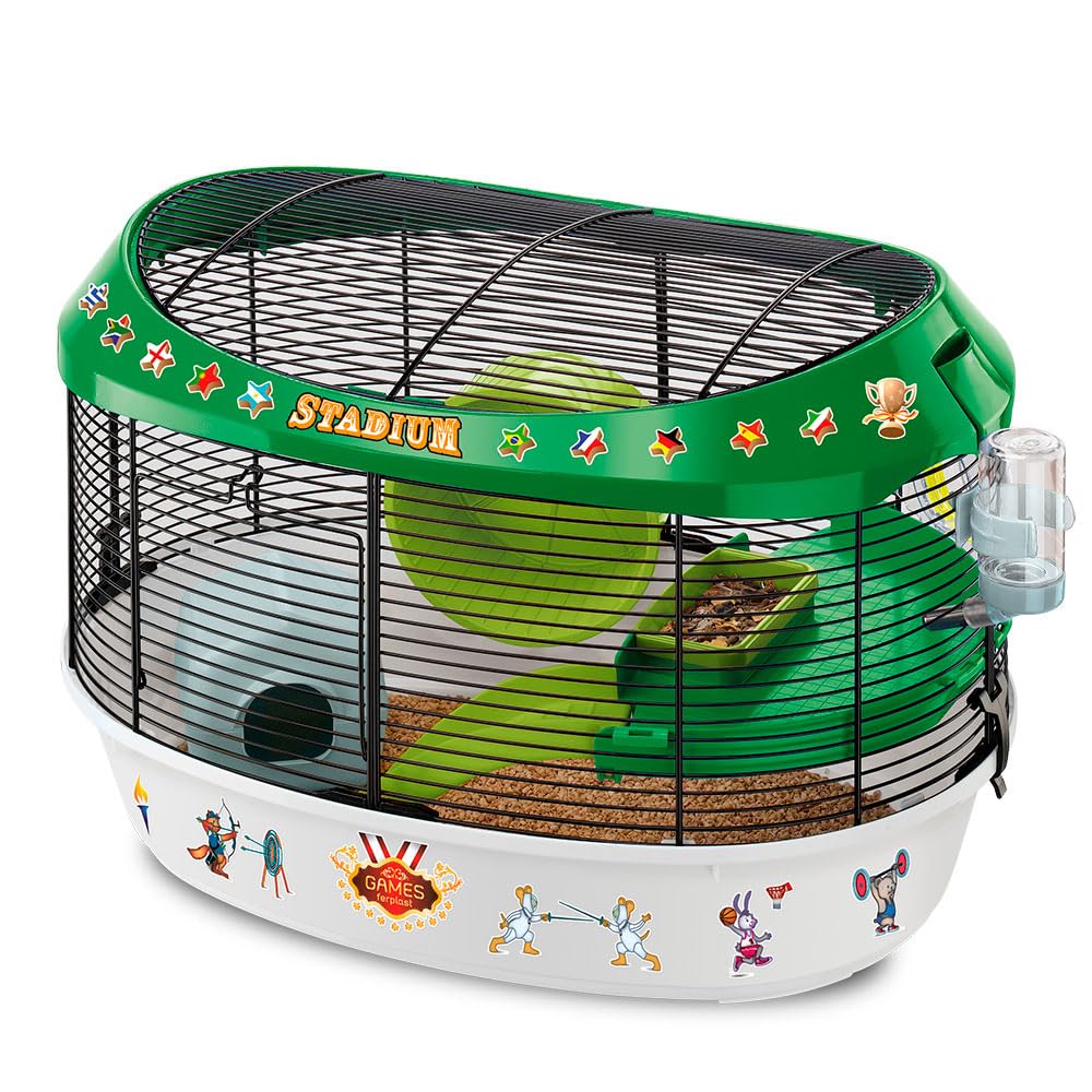 Ferplast Hamster kafesi, stadyum kemirgen kafesi, küçük hayvan kafesi, hamster aksesuarı dahil, 50 x 34 x y 33 cm.