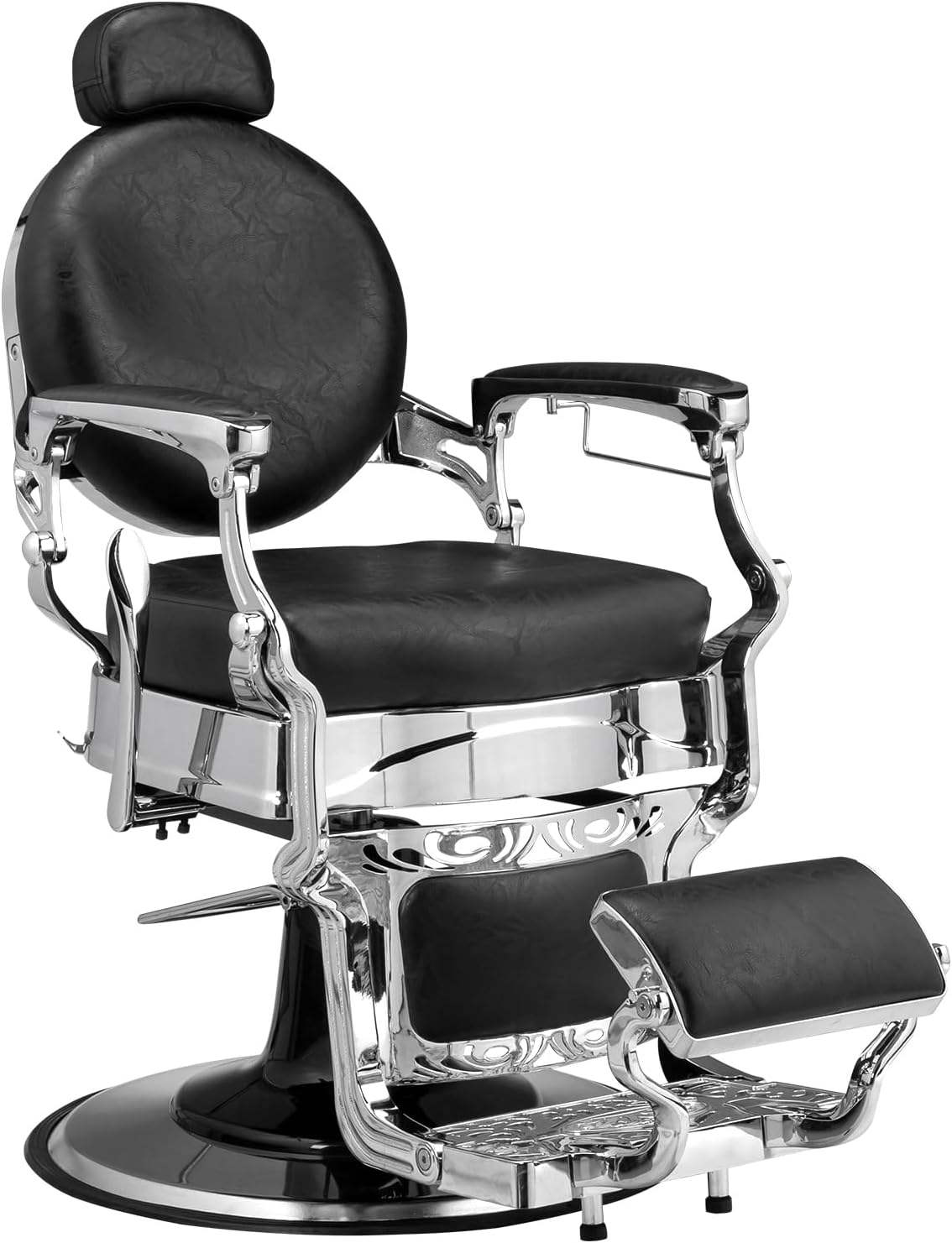 Winado Heavy Duty Vintage Recline Barber Chair Hydraulic with Headrest, Supports up to 700lbs & 360°Rotatable, Professional Salon Beauty Spa Shampoo Equipment (Buttonless Style)