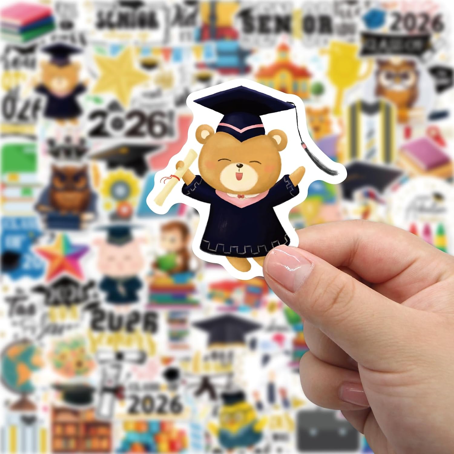 Fancy Land Graduation Stickers Kids Grad Stickers Class of 2026 Graduation Stickers Vinyl Labels for Students Kindergarten Preschool Supplies Laptop Scrapbook Decorations 100Pcs