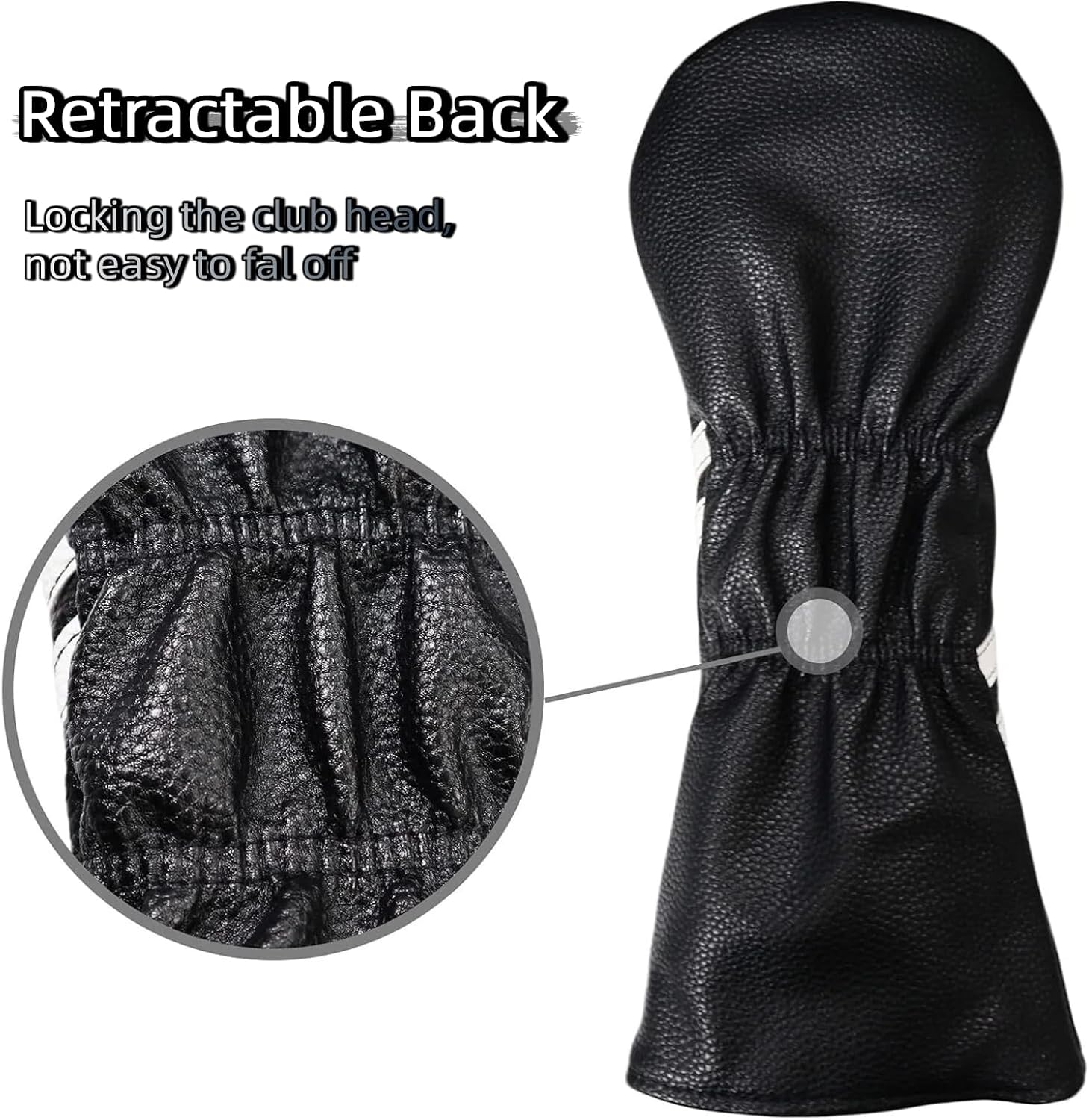 HELLO NRC 3 Pieces Golf Club Covers, Golf Headcover Set, Head Covers for Woods and Driver, 3 Wood Cover White and Black, 460cc PU Waterproof Leather with Rotating Number Tags for Most Golf Clubs