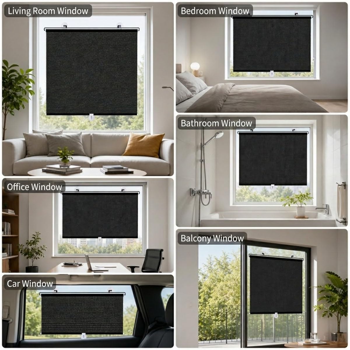 Persianas Enrollables con Ventosas Sin Taladrar, Estor Térmico Opaco,Cortinas Oscurecimiento Apagón Protección UV Aislamiento para Ventana Cocina Baño(75x190cm)